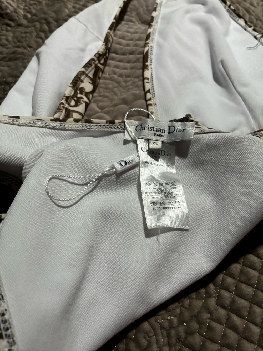 Dior Brown and Cream Monogram Triangle Bikini - Picture 8 of 11